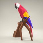 Papercraft de perroquet en origami 3D