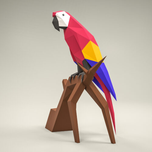 Papercraft de perroquet en origami 3D