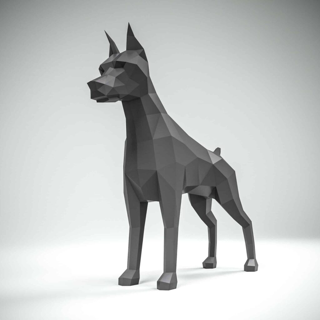 Papercraft Dobermann en origami 3D