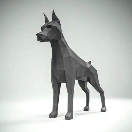 Papercraft de Doberman en origami 3D