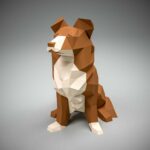 Papercraft de Border Collie en origami 3D