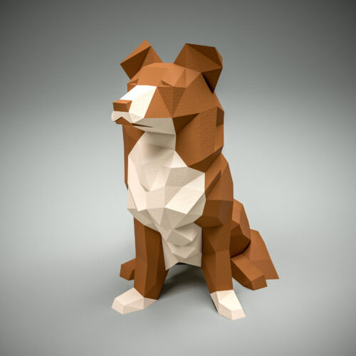 Papercraft de Border Collie en origami 3D