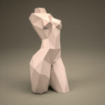 Papercraft de buste féminin en origami 3D
