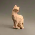 Papercraft de chat assis en origami 3D