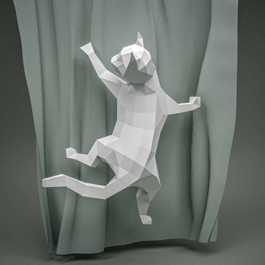Papercraft de chat avec balle en origami 3D Papercraft de chat avec balle en origami 3D