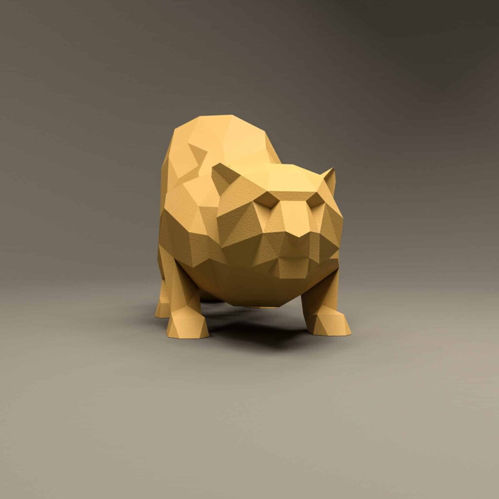 Papercraft léopard accroupi en origami 3D