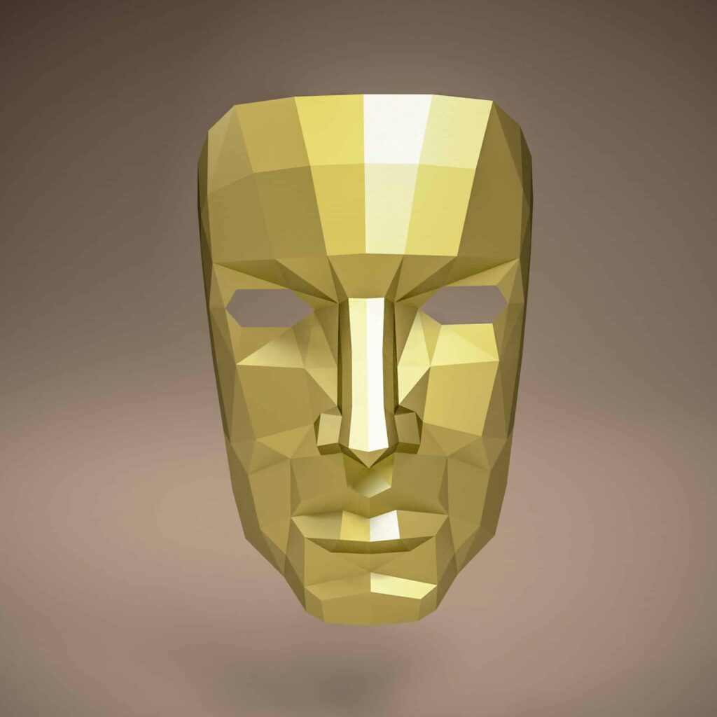 Papercraft de masque masculin en origami 3D