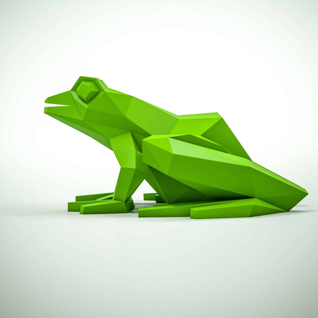 Papercraft van kikker in origami 3D