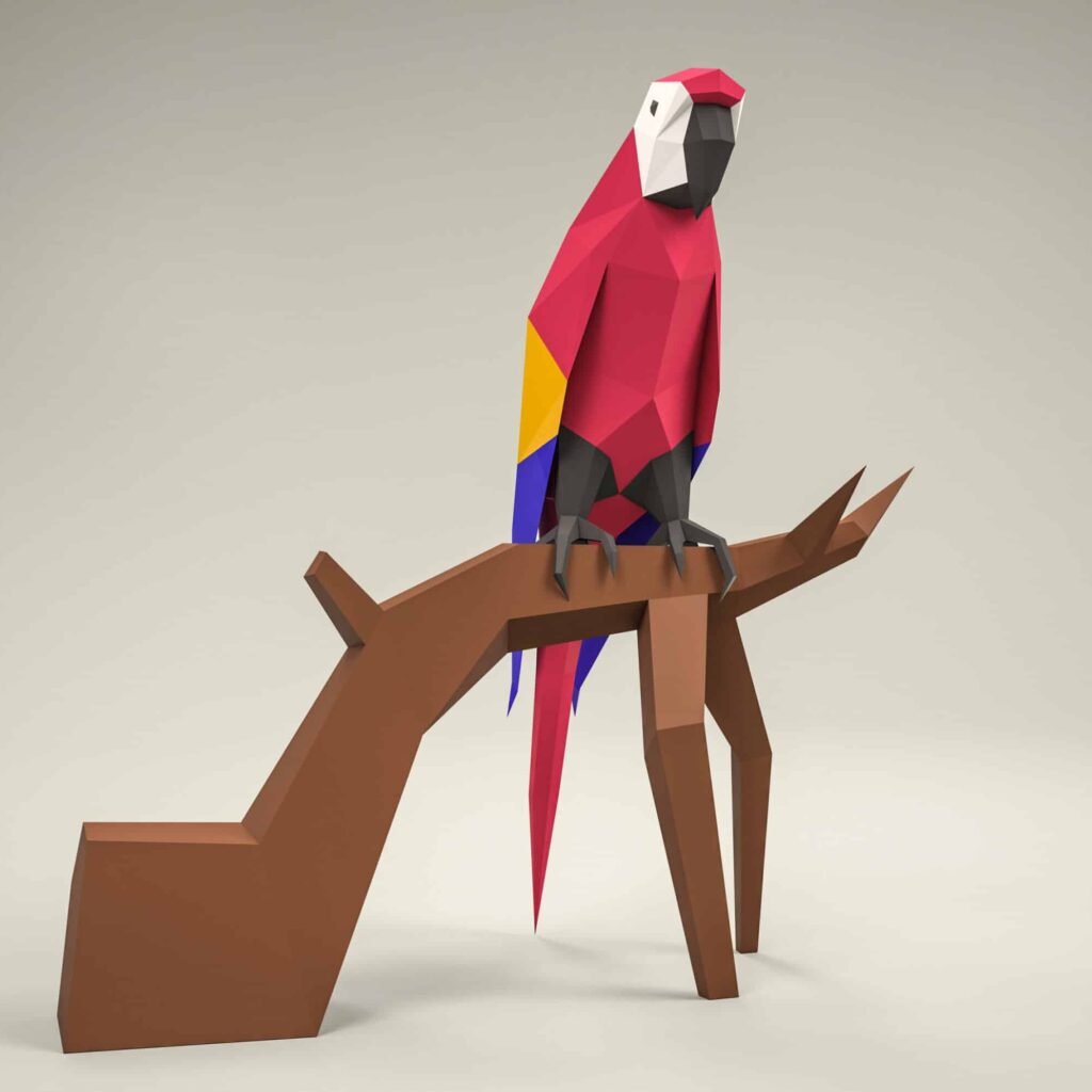 Papercraft de perroquet en origami