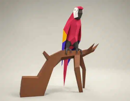Papercraft de perroquet en origami 3D