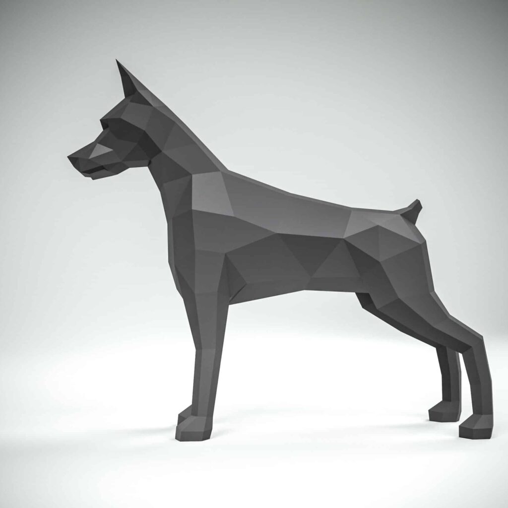 Papercraft Dobermann en origami 3D