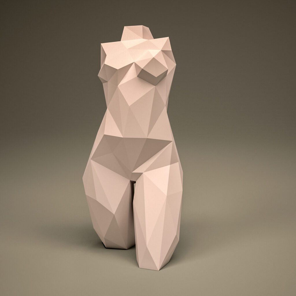 Papercraft di busto femminile in origami 3D