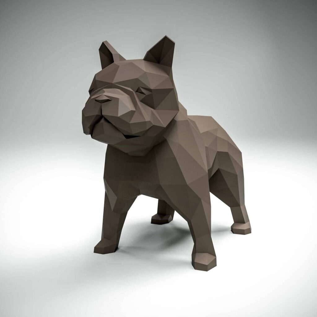 Papercraft di bulldog francese in origami 3D