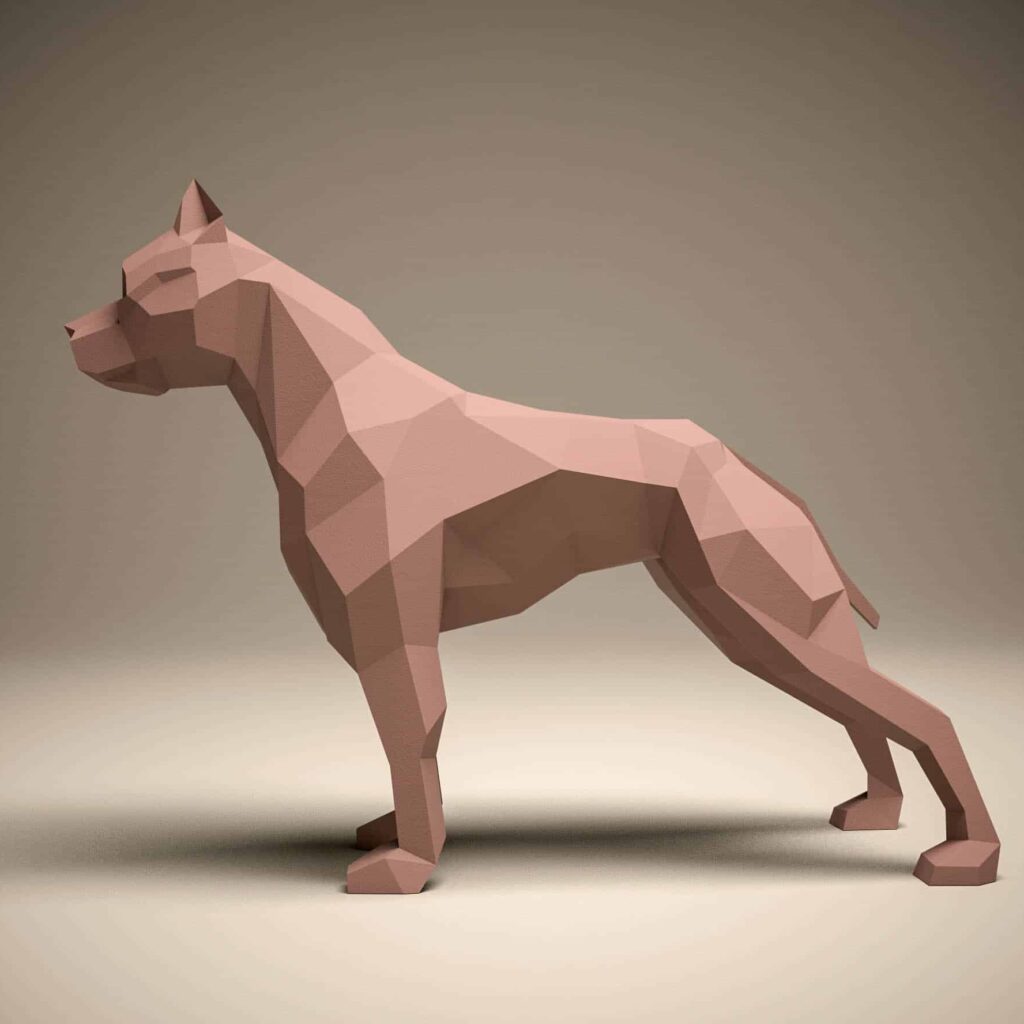 Papercraft pitbull in 3D origami