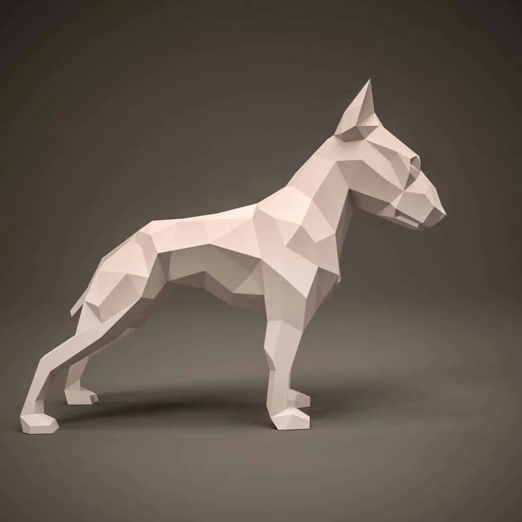 Papercraft de Bull Terrier en origami