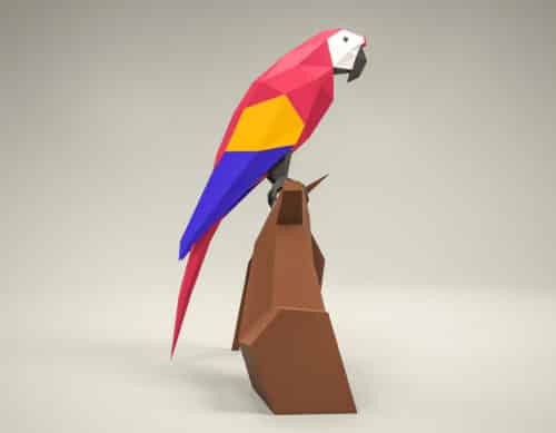 Papercraft de perroquet en origami 3D