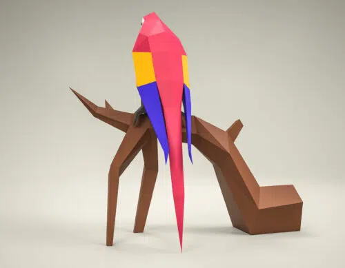 Papercraft de perroquet en origami 3D