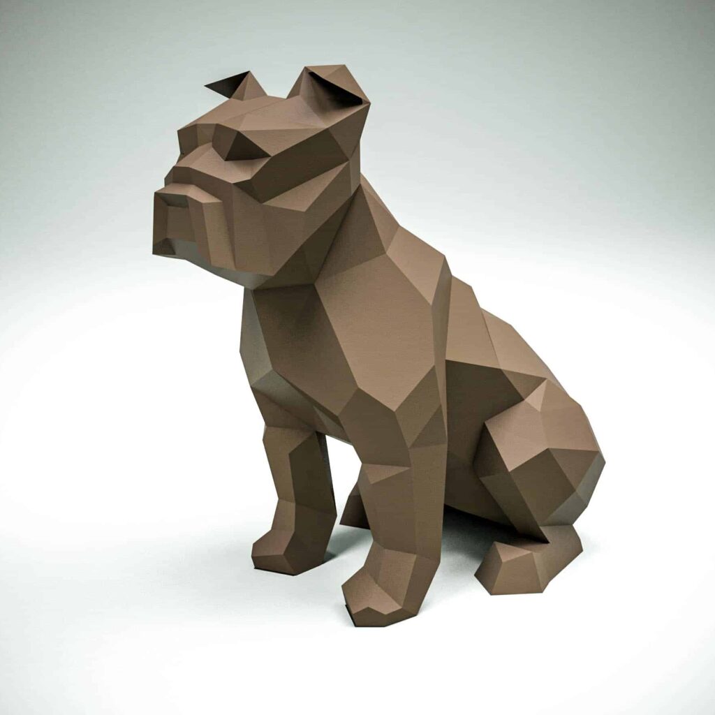 Papercraft bulldog assis en origami 3D Papercraft bulldog assis en origami 3D