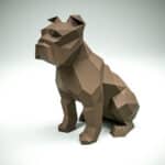 Papercraft bulldog assis en origami 3D