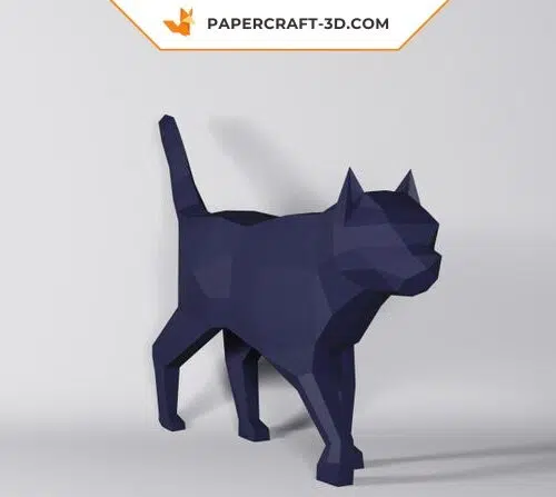 Papercraft di gatto nero in origami 3D