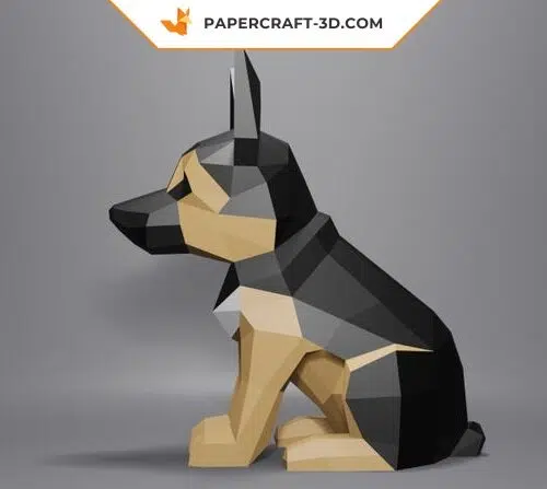 Berger allemand assis en papercraft 3D