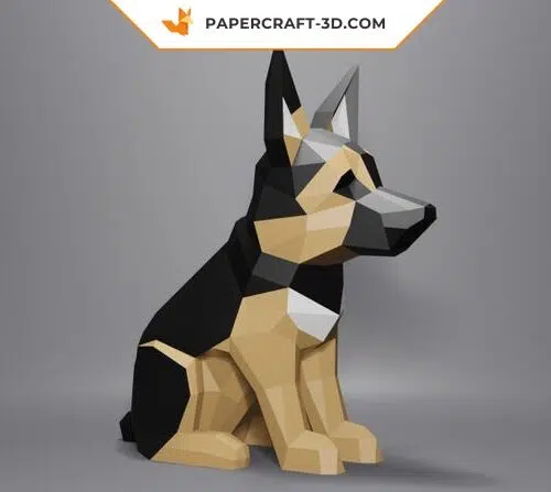 Papercraft de pastor alemão em origami