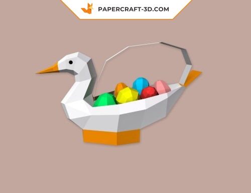 Corbeille à œufs de Pâques canard en papercraft 3D