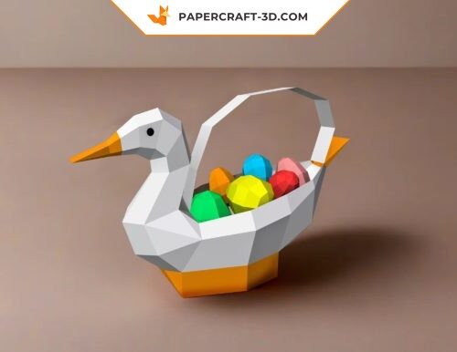 Corbeille à œufs de Pâques canard en papercraft 3D