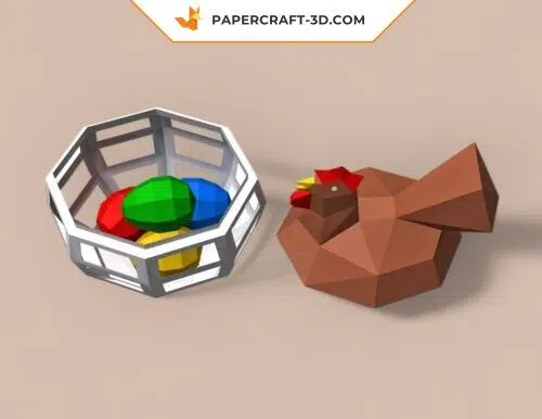 Corbeille à œufs de Pâques en papercraft 3D