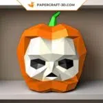 Papercraft de crâne citrouille en origami 3D