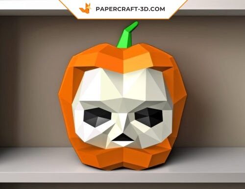 Crâne citrouille en papercraft 3D