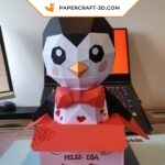 Boîte pingouin papercraft 3D