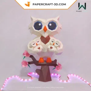 Chouette avec bébés papercraft 3D