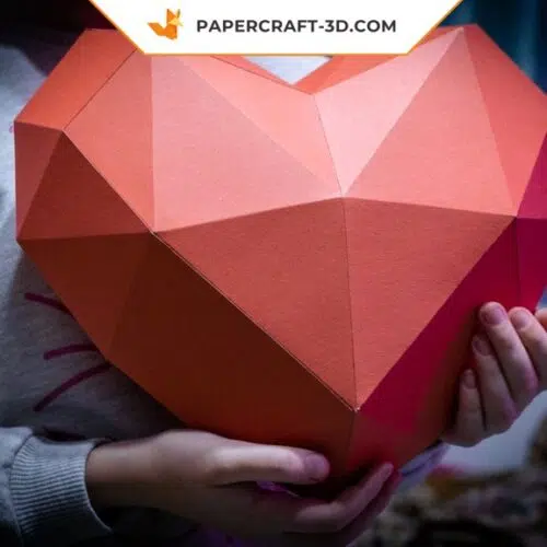 Gros coeur papercraft 3D élégant