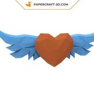 Coeur papercraft ailé 3D