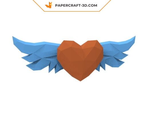 Coeur papercraft ailé 3D