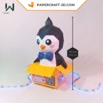 Boîte pingouin papercraft 3D