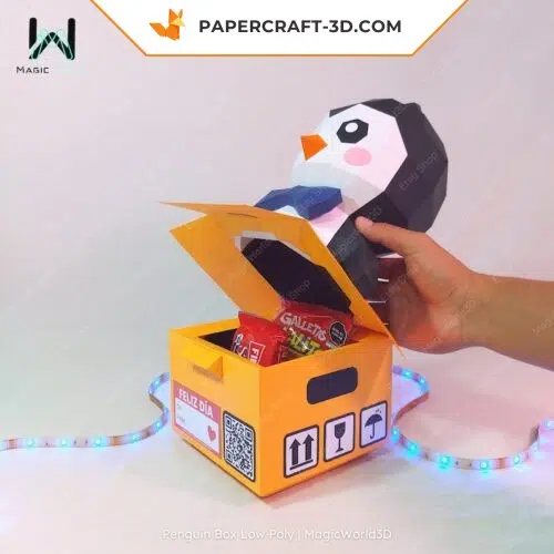 Boîte pingouin papercraft 3D