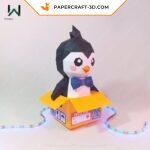 Boîte pingouin papercraft 3D