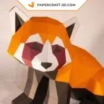 Panda roux assis papercraft 3D