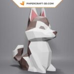 Papercraft de chiot husky en origami 3D