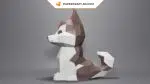 Bébé husky marron et blanc papercraft 3D