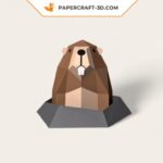 Papercraft free marmot in 3D origami