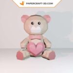 Papercraft d'ours avec cœur en origami 3D