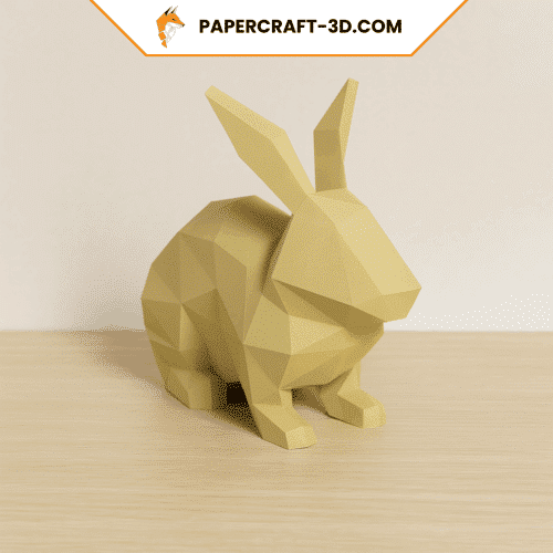 Papercraft gratuit lapin assis en origami 3D