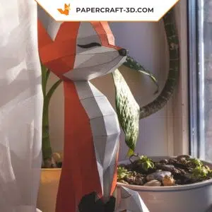 Papercraft renard en origami papier 3D