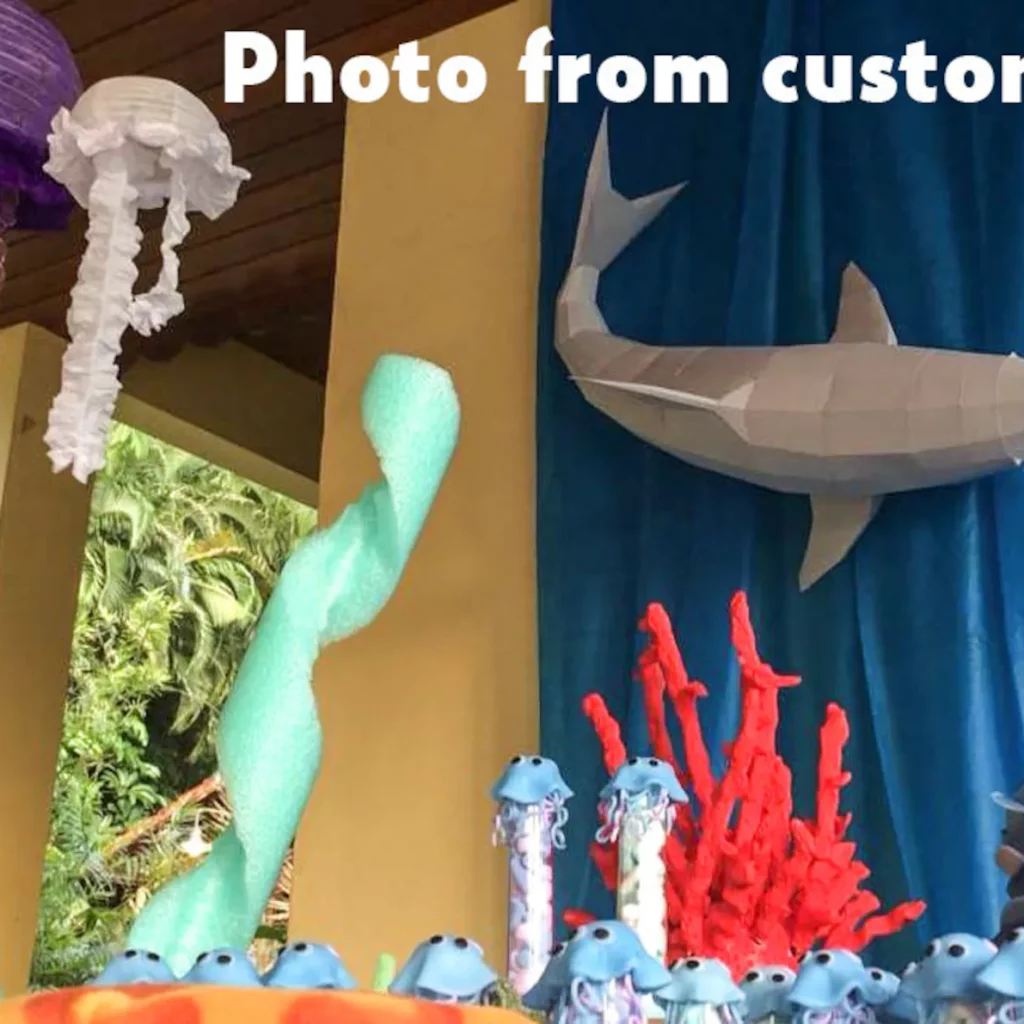 Papercraft de requin gris entier mural en origami 3D