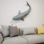 Papercraft de requin gris entier mural en origami 3D