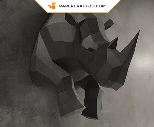 Papercraft demi rhinocéros mural en origami 3D