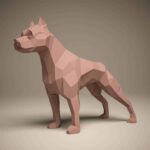 Papercraft pitbull en origami 3D